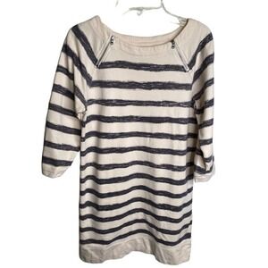 Loft Women's Dress/Tunic Size XS Cream/Black Zipper Detail